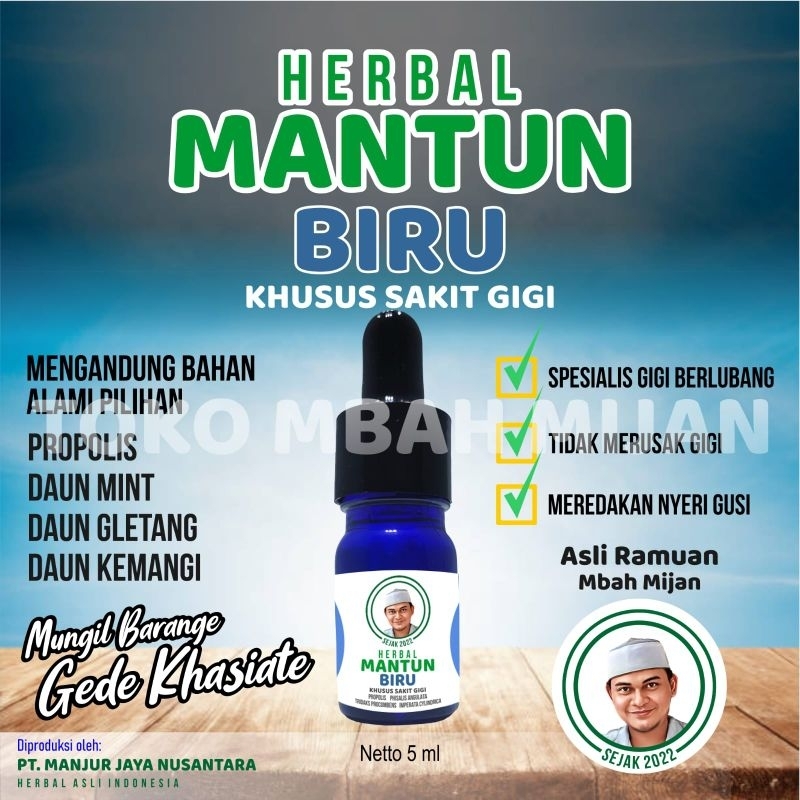 Mantun Biru Herbal Sakit Gigi Berlubang