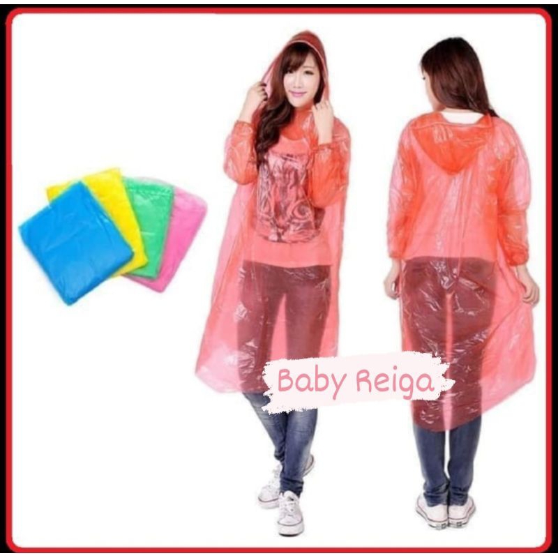 Jas Hujan Sekali Pakai Plastik Plastic Ponco Disposable Raincoat Baju