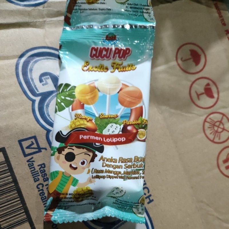 cucu pop permen lollipop aneka rasa dengan serbuk