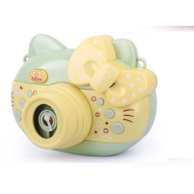 Mocababy Mainan Bubble Camera Elektrik Kamera Gelembung Hello Kitty Mainan Gelembung Sabun Bentuk Kamera Buble Ada Lampu dan Musik dengan Pita  bubble blower machine bonus cai dan gantungan Bubble camera mengeluarkan bersuara dan lampu dos mainan