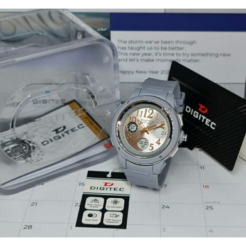 DIGITEC 4091 ORIGINAL JAM TANGAN DUALTIME WANITA KASUAL DG TERLARIS