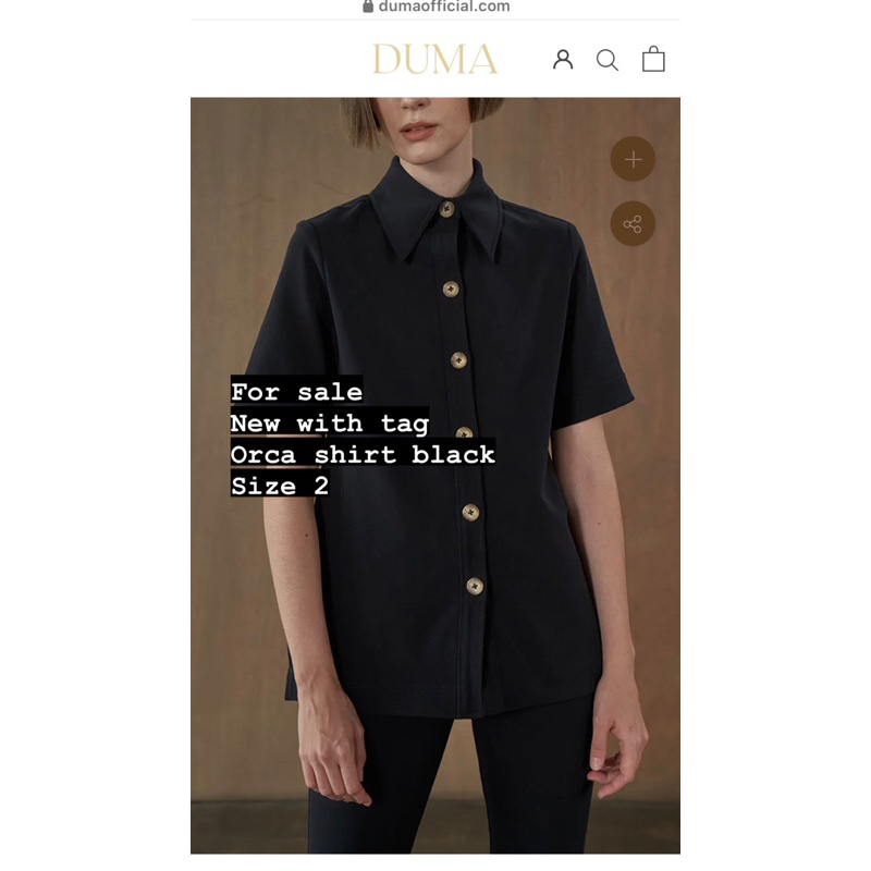 NEW WITH TAG DUMA OFFICIAL ORCA SHIRT BLACK SIZE 2