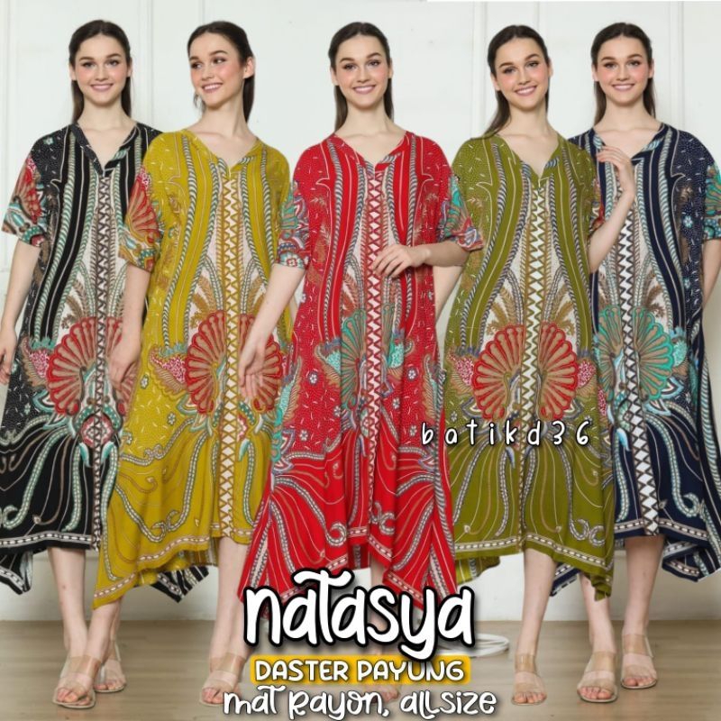 (Jessa) baju tidur daster payung busui Natasha #2 motif bunga tunas teratai classic bahan rayon premium tebal