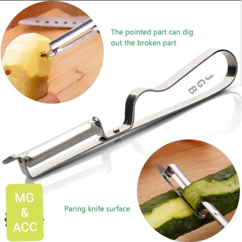 PEELER/ PISAU 3 in 1 STAINLESS PENGUPAS BUAH &amp; SAYUR DLL ( isi 3 pcs )