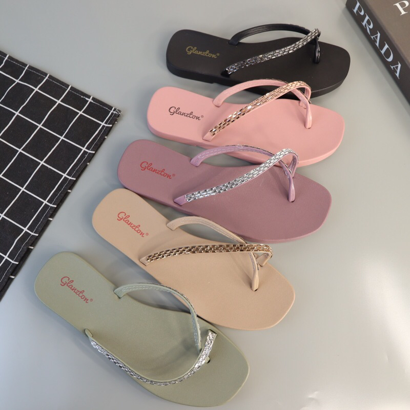 (Glans-1973) sandal jelly silang Sparkling / sandal japit