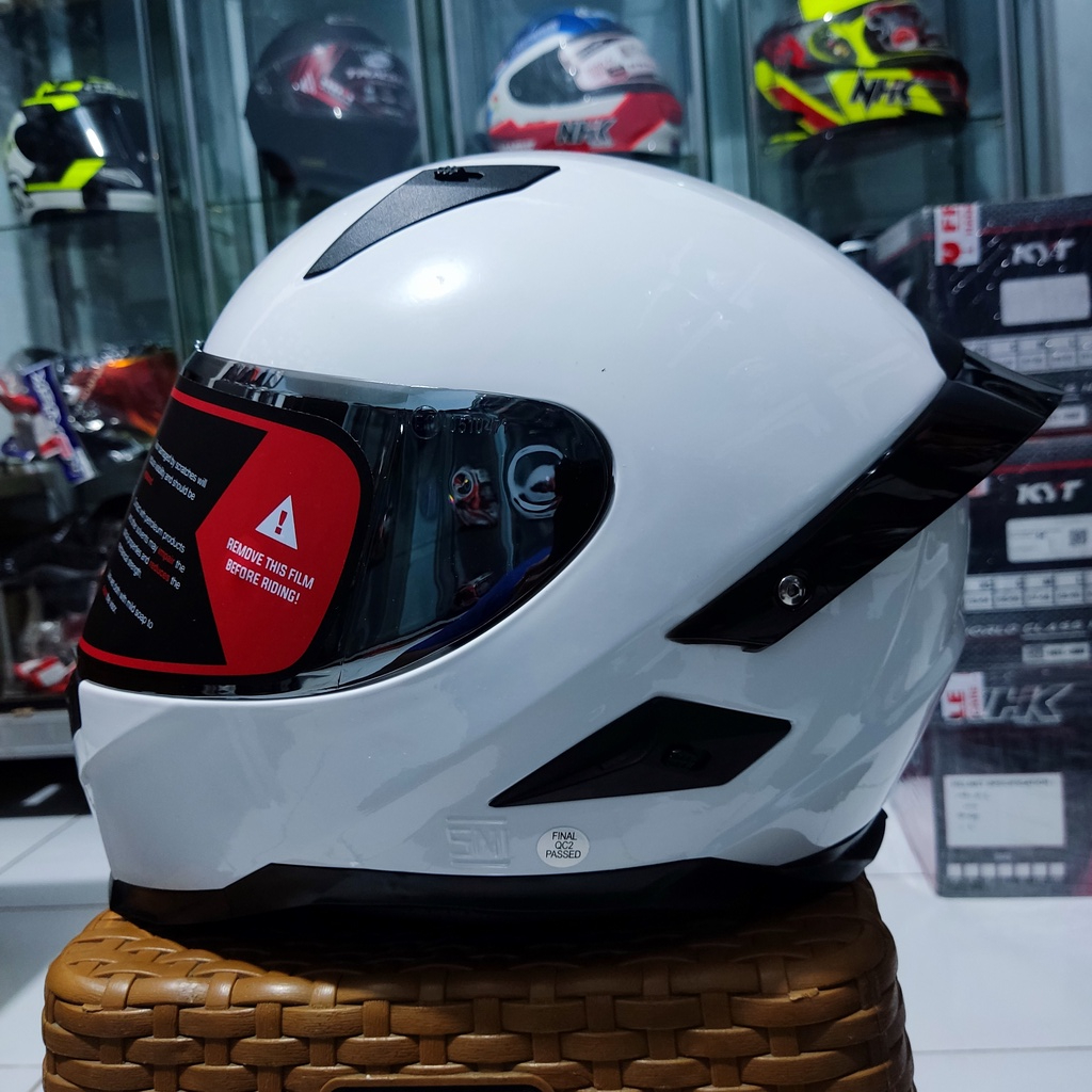 HELM SNAIL FFS1 SOLID WHITE FULL FACE VISOR IRIDIUM SILVER
