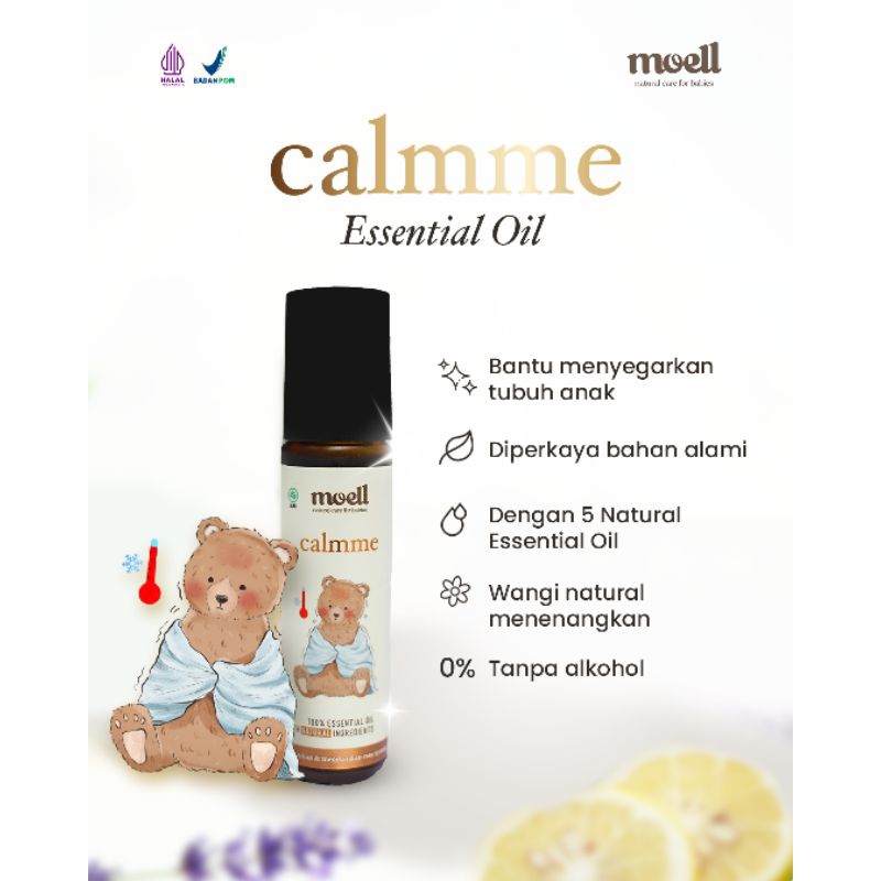 MOELL CALMME ESSENTIAL OIL MEMBANTU MEREDAKAN DEMAM DAN MENYEGARKAN TUBUH BAYI