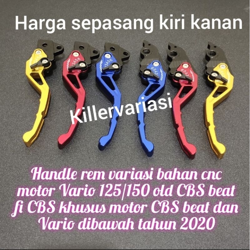 handle rem stelan cnc Vario 125 Vario 150 lama Beat fi CBS khusus motor CBS harga sepasang