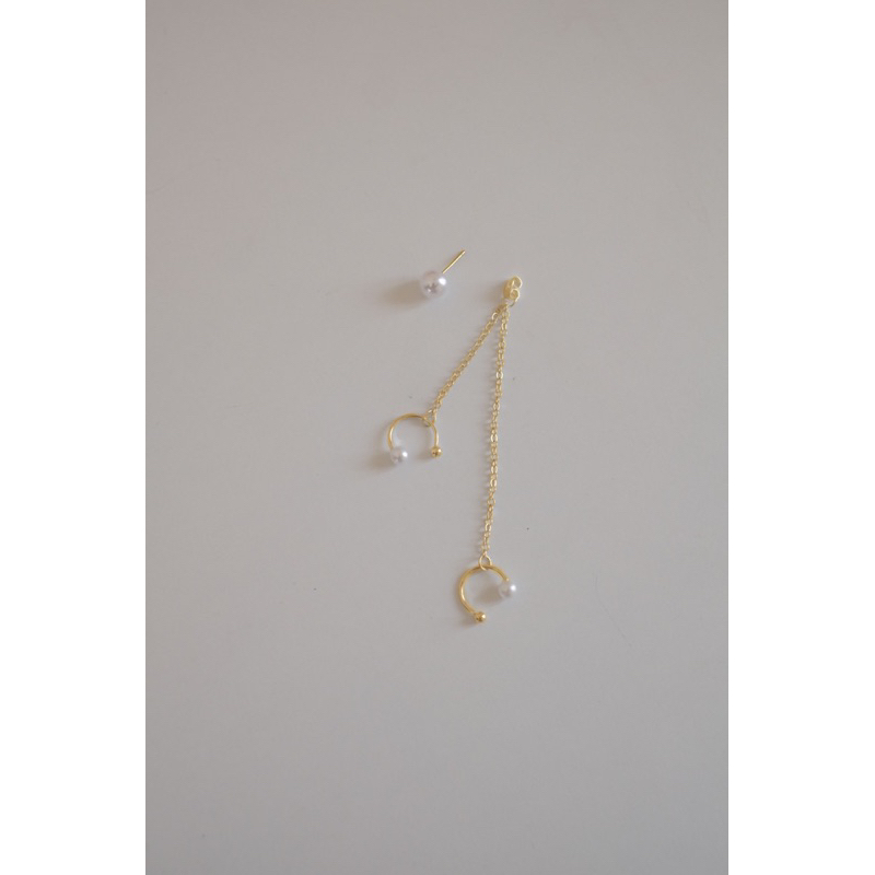 Ark.co - Lyanna earring cuff silver &amp; goldanting klip cepit rantai earcuff minimalis