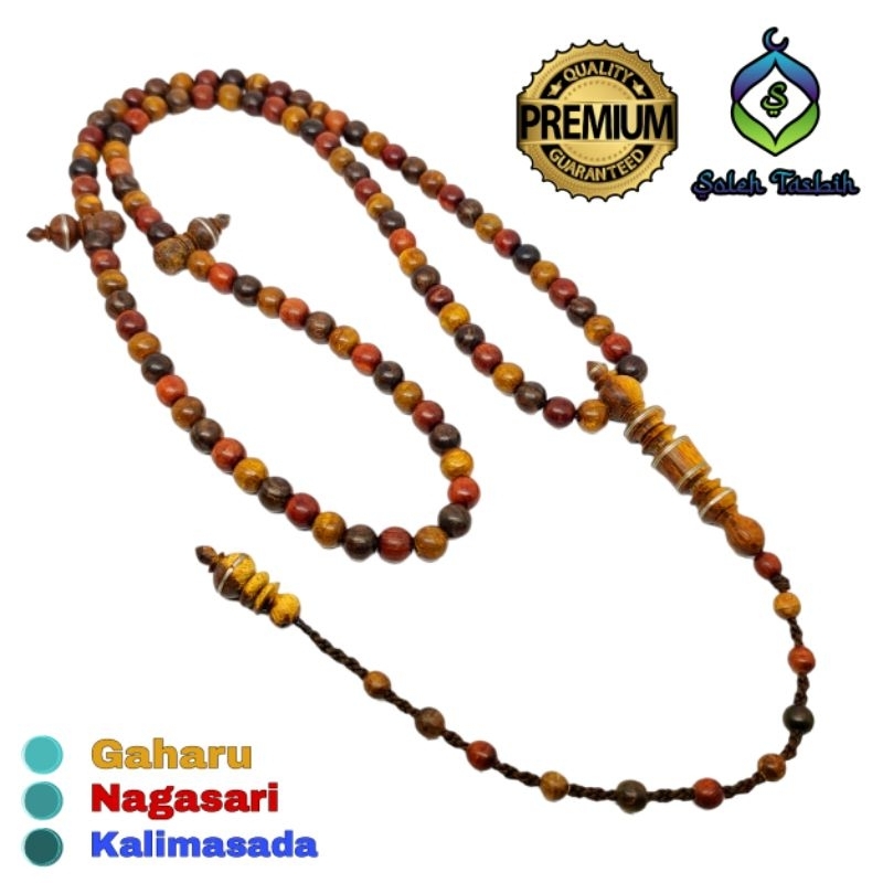 Tasbih Kombinasi Kayu (Gaharu, Nagasari, Kalimasada) Size 8mm, Motif Super