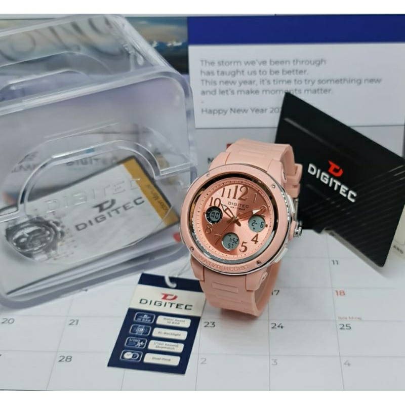 DIGITEC 4091 ORIGINAL JAM TANGAN DUALTIME WANITA KASUAL DG TERLARIS