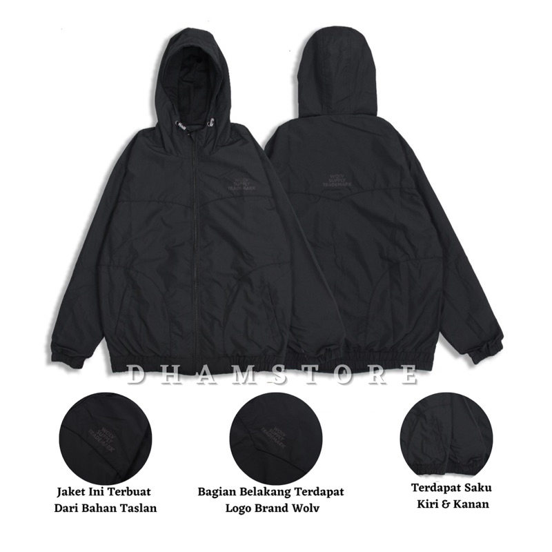 Black - Jaket Pocco Jaket Diablo Jaket Wolv Jaket Windbreaker Jaket Outdoor Jaket Pria