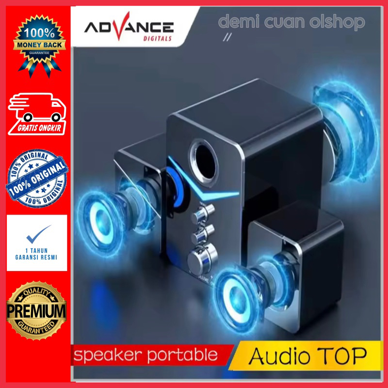 PALING MURAH Speaker Advance Bluetooth Besar 1 Set Extra Bass Suara Super Jernih / Spiker Aktif Soun