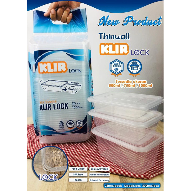 thinwall lock thinwall segel 500ml 750ml 1000ml thinwall rectangle food container box thinwall plastik transparan wadah salad