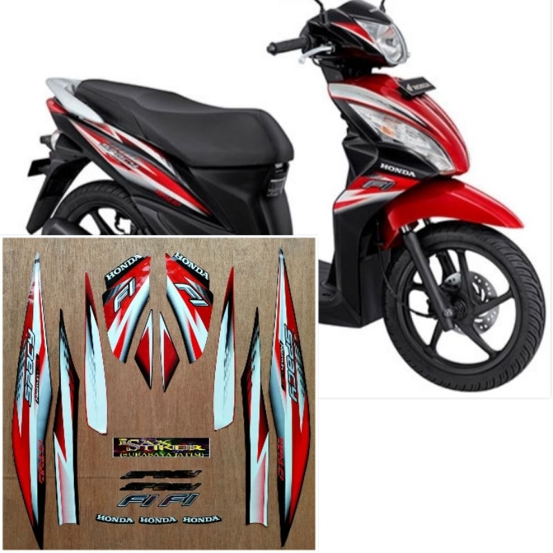 Striping original Honda Spacy FI merah hitam tahun 2014
