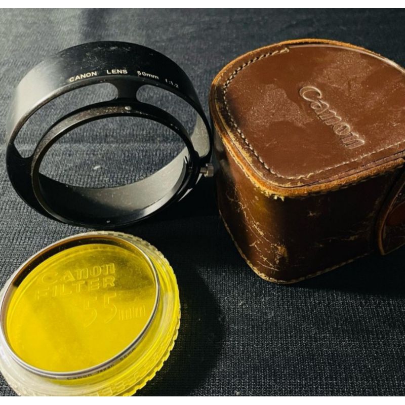 RARE ORI Canon Lens Hood & Yellow Filter 50 mm F1.2 LTM