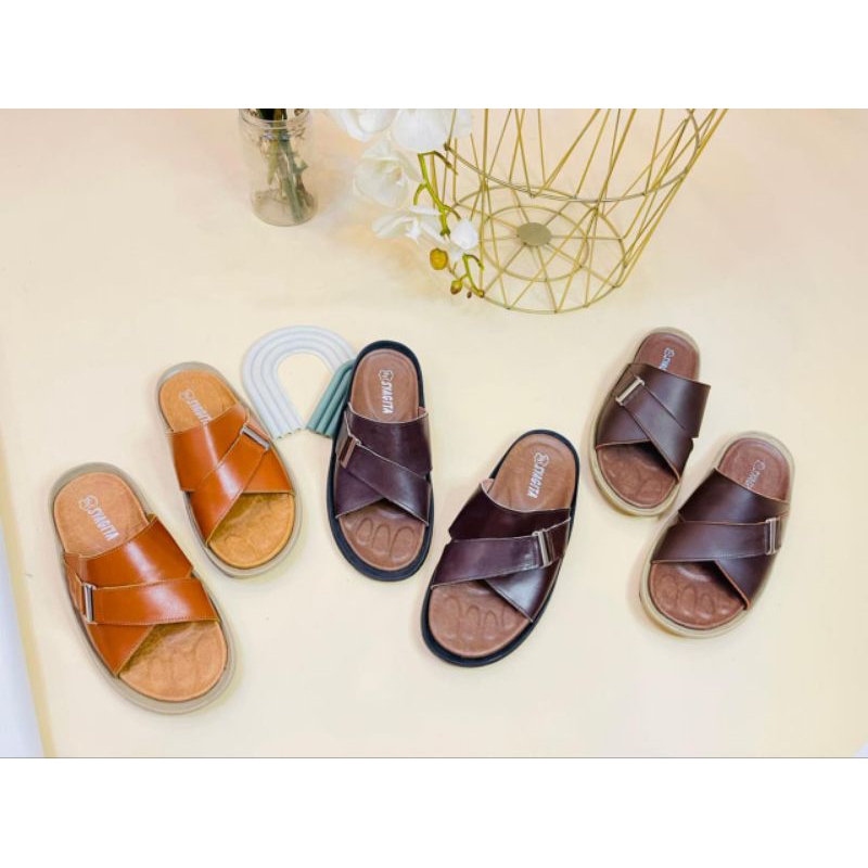 SANDAL KULIT PRIA / SANDAL KULIT COWOK / SANDAL PRIA DEWASA PREMIUM KULIT SAPI ASLI PULL UP MODEL 10