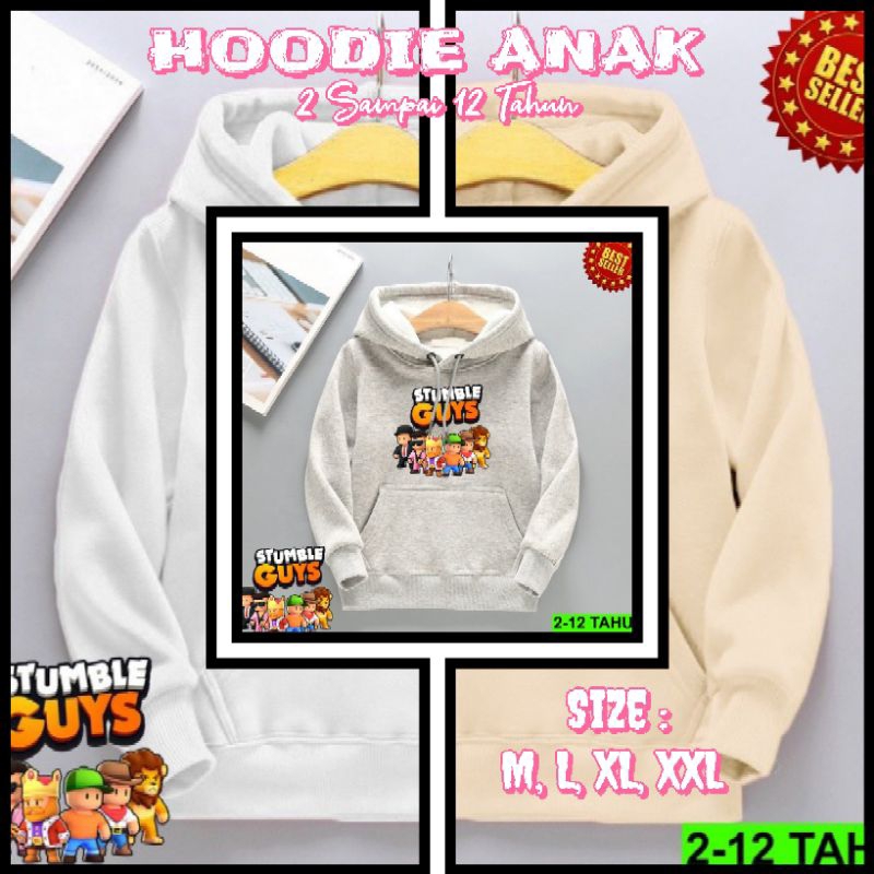 SWETER/HOODIE ANAK STUMBLE GUYS, UNTUK ANAK LAKI-LAKI/PEREMPUAN 2-12 TAHUN, KEREN GAUL KEKINIAN