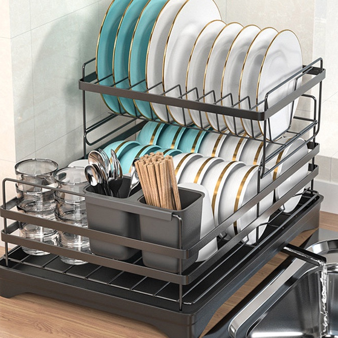 (COD) SHENAR, Rak Dapur Nordic Style Stainless Rak Wastafel Rak Piring dan Peralatan Dapur kokoh kuat Import