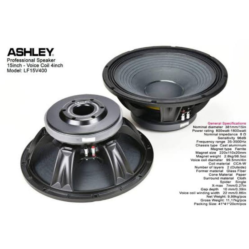 Ashley Component Speaker LF15V400 - 15 Inch Ashley LF15 V400