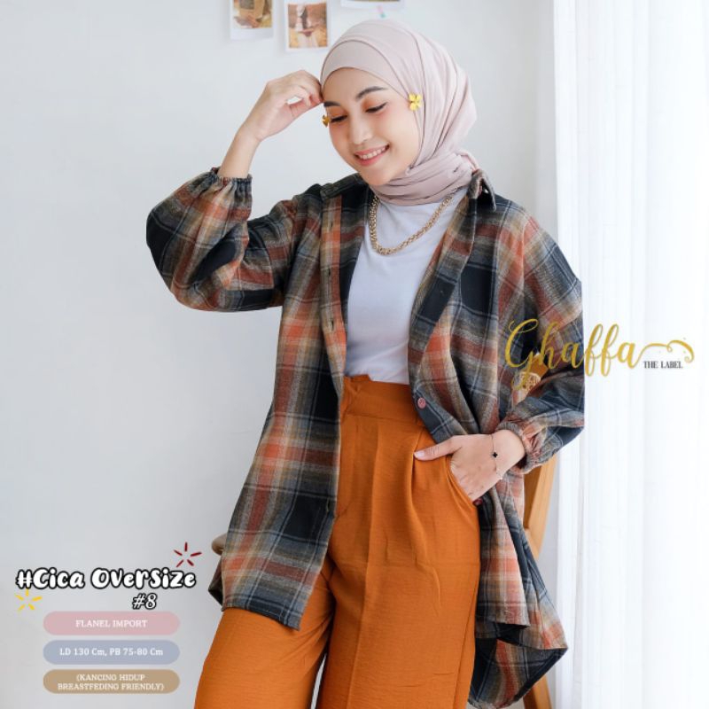 CICA OVERSIZE #8 BY GHAFFA THE LABEL / BLOUSE FLANEL WANITA MUSLIMAH / Flanel kotak-kotak premium