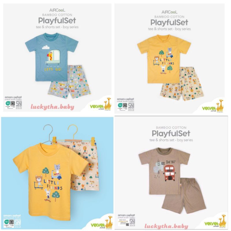 Velvet junior cotton bamboo playful set cars,Little friends / Setelan velvet junior terbaru playfulset Day trip