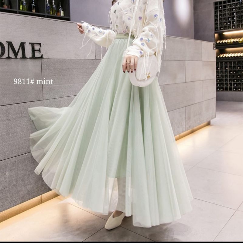 9811 Rok panjang tutu megar 3 layer dewasa Maxi skirt Korea Korean style wanita premium import rok p