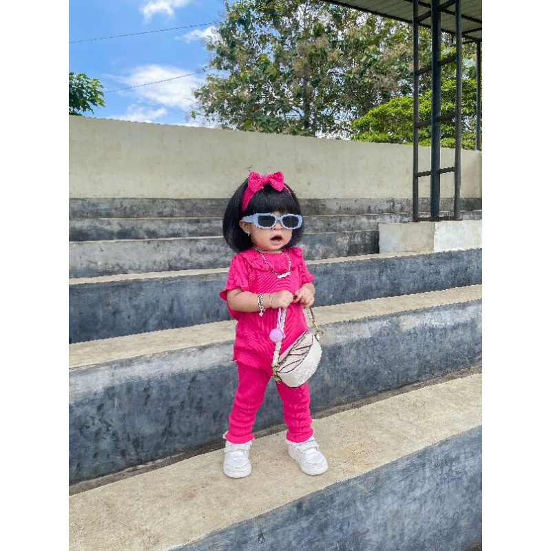 Headband Bandana Bando Anak RIB knit Curly Ruffles Knit Tee | Bando Bandana Anak Perempuan Bahan Rib Knit Halus Dan Lembut Lucu