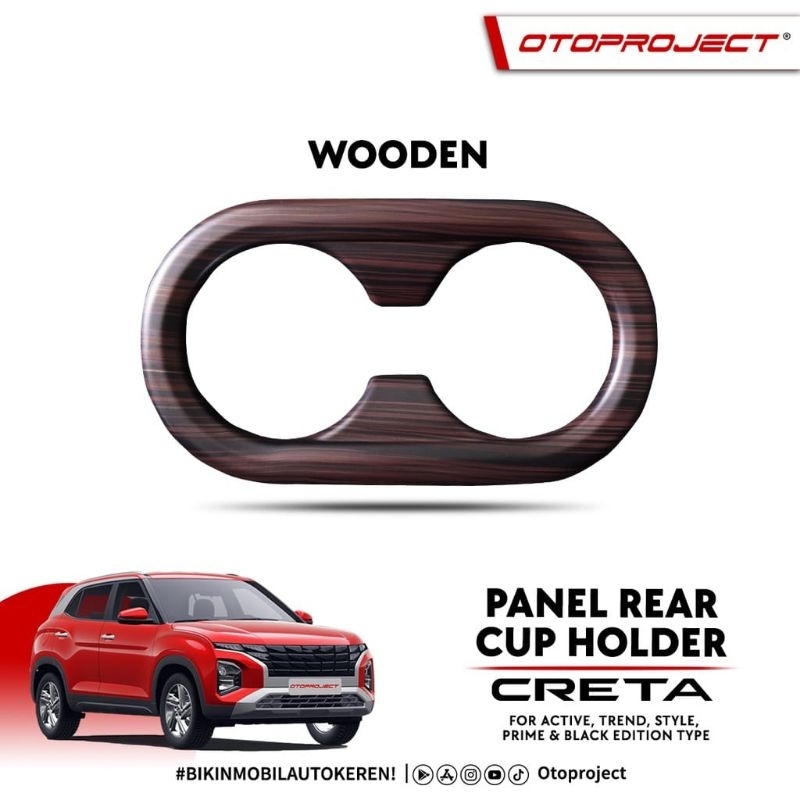 panel cup Holder Hyundai Creta 2022 2023 Hitam Wood Carbon Otoproject