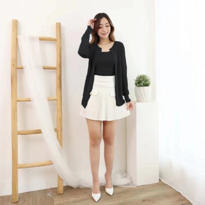 MDLV ~ 5890# Adelin Knitted 2pcs Set iner + Cardigan Rajut Import