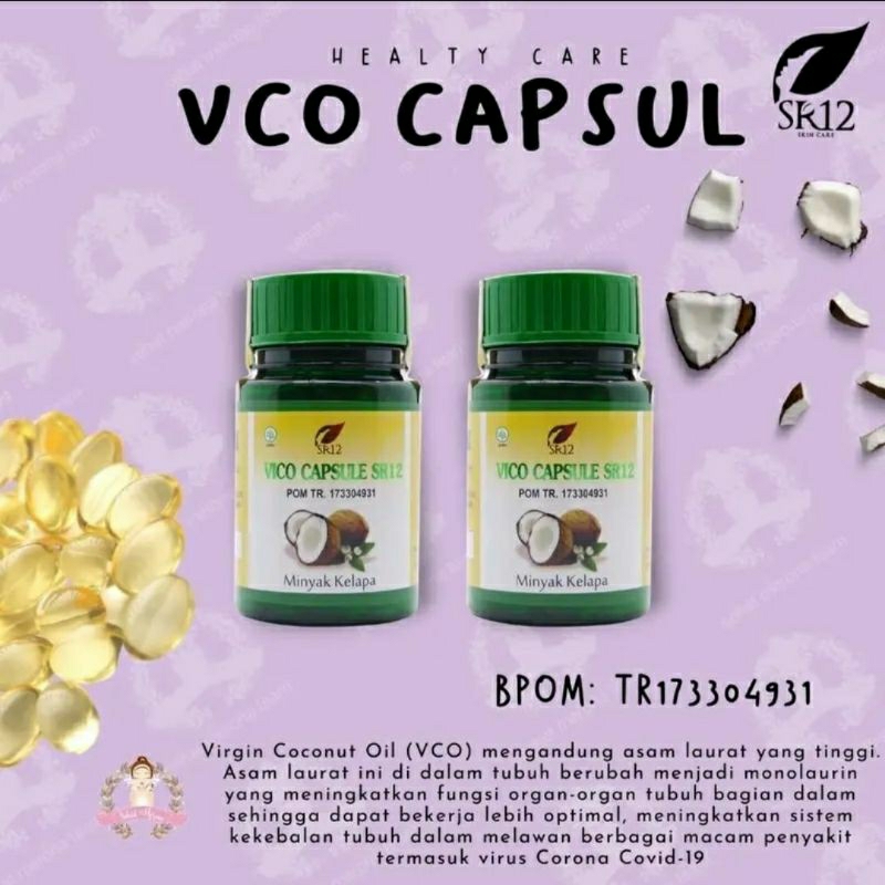 VCO Virgin coconut oil SR12 /Vico kapsul SR12/Minyak kelapa murni SR12 Kapsul