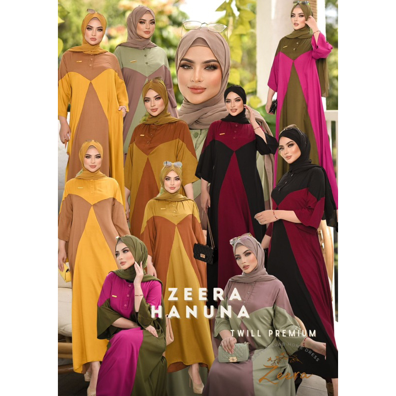 Daster Arab Zeera HANUNA Maxi Dress Gamis Rayon Twill Premium