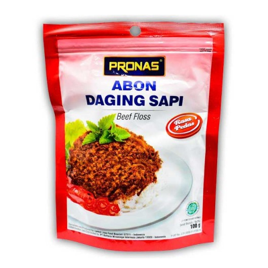 Pronas Abon Daging Sapi Pouch 100 gr rasa original/pedas/bawang goreng