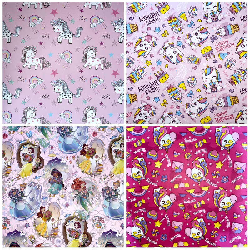 

KERTAS KADO SANSAN WAWA DOFF ISI 1 LEMBAR UNICORN FROZEN PRINCESS MINNIE MICKEY FANCY PAPER SANWA