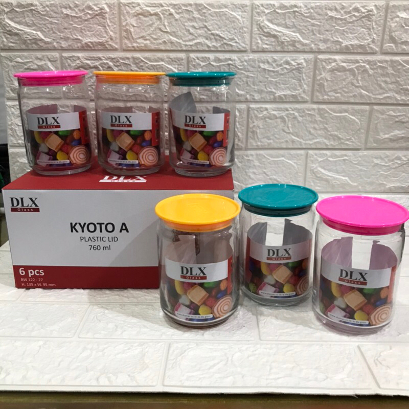 6pcs Toples kue lebaran toples kaca DLX Kyoto-A kedap udara