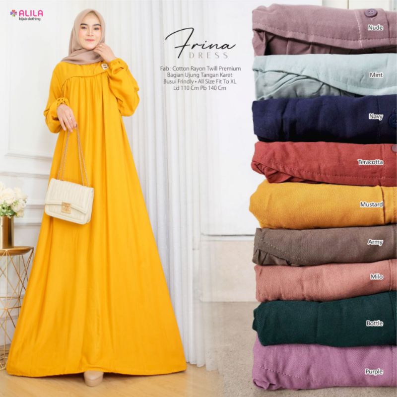 FRINA DRESS MAXI LD 110 KATUN RAYON TWILL PREMIUM POLOS BY ALILA