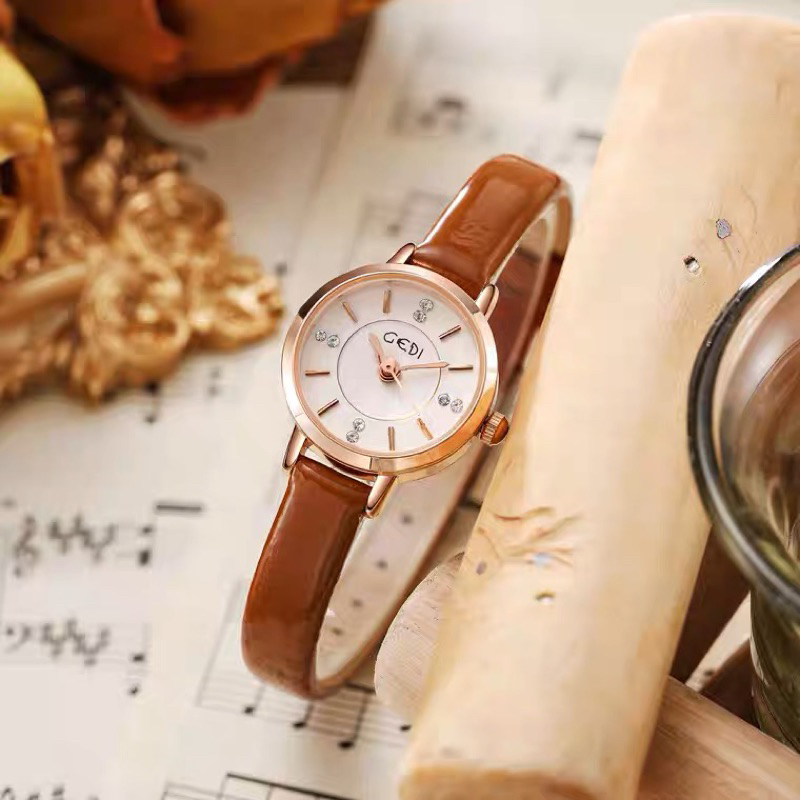 Jam tangan wanita GEDI TALI MINI kulit asli termurah bagus trend korea Import - Ulzzang