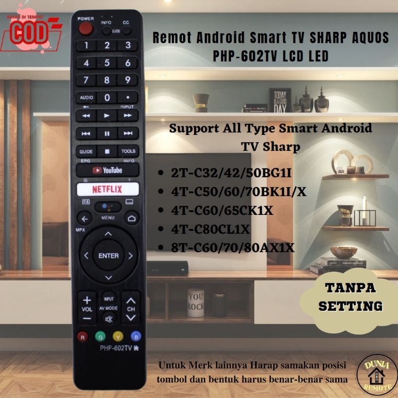 REMOTE TV SHARP SMART ANDROID GB326WJSA