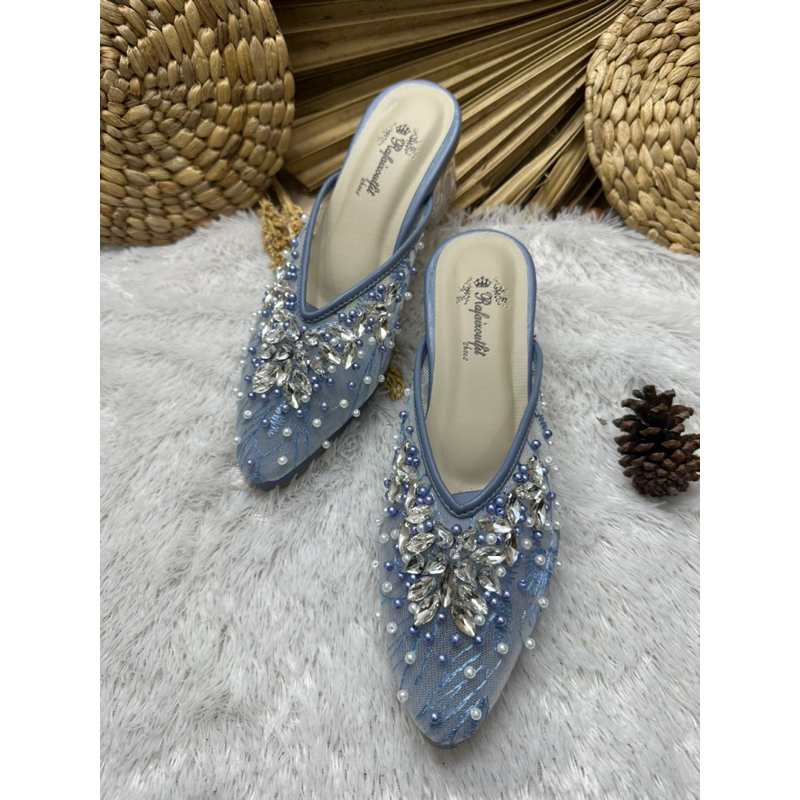 sepatu wedding wanita dhara iceblue 5cm tahu