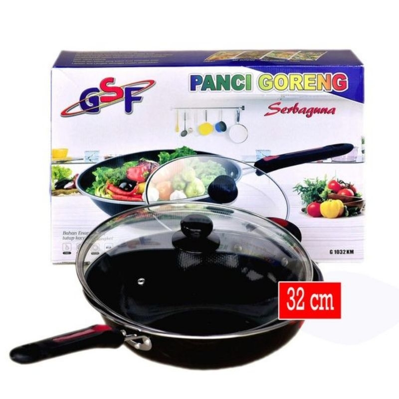 Panci Goreng Serbaguna GSF / Wajan Gsf + Tutup Kaca 32cm