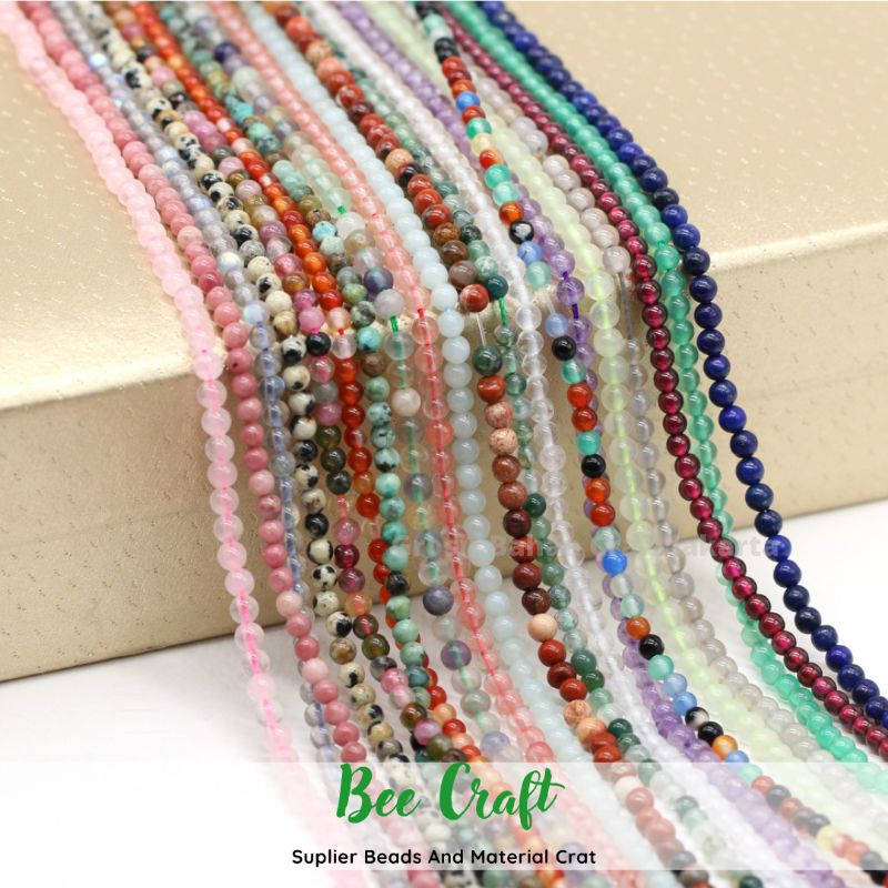 Grosir Batu Alam Bulat 4mm Manik-Manik Membuat Perhiasan Diy