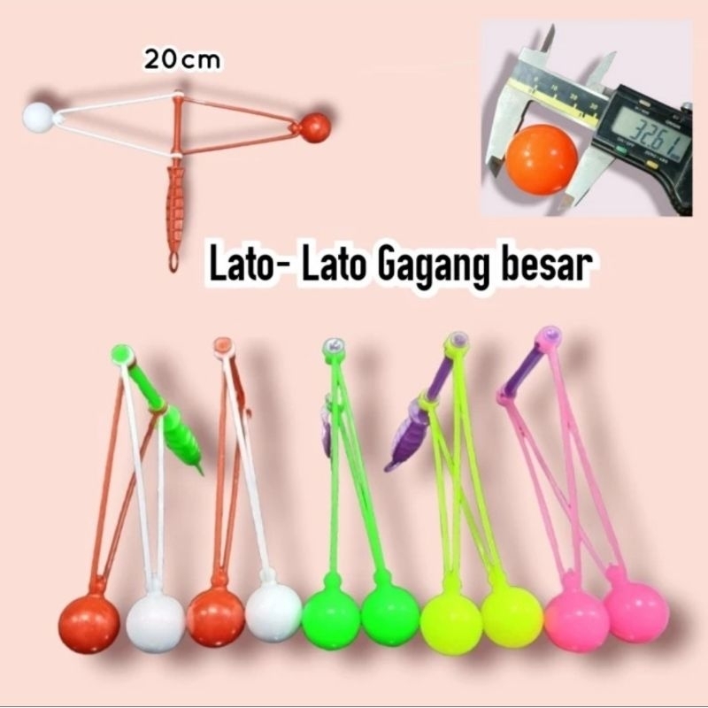 0Lato-Lato Gagang Besar 20cm Mainan Anak Tek-Tek Bola 20 cm Viral Latto-Latto Stik Ukuran Besar