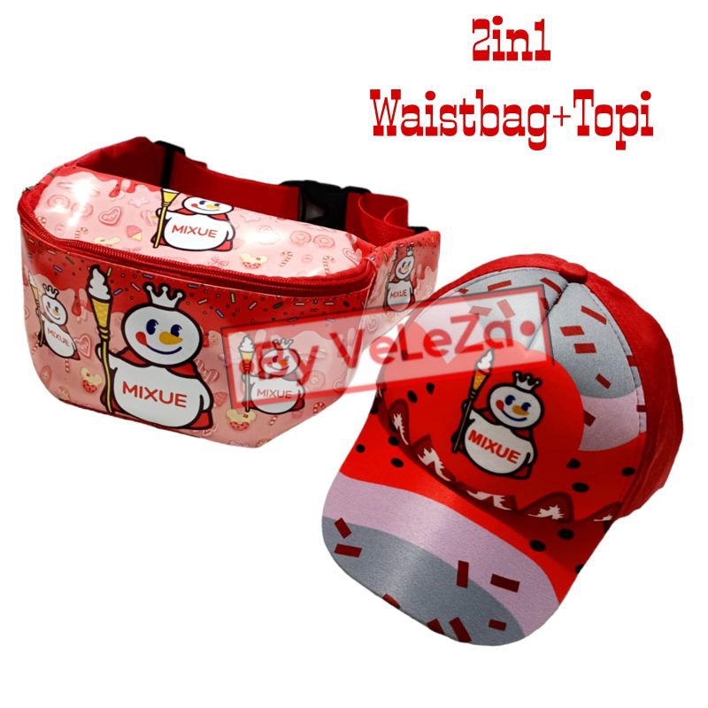 waistbag anak karakter mixuee 2in1 - tas + topi
