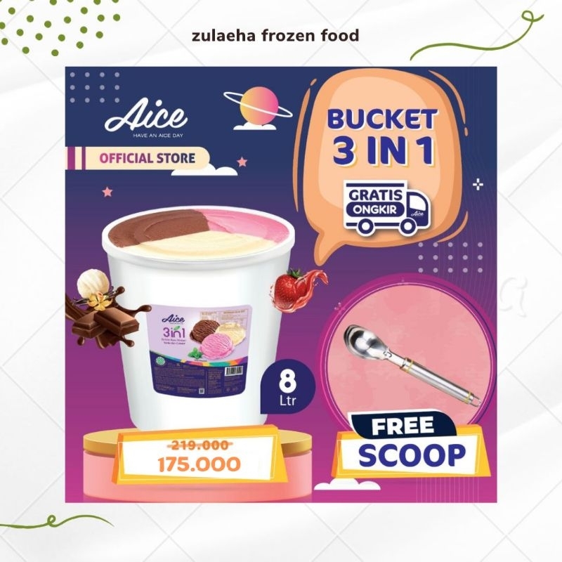 

Ice Cream Aice 3in1 Bucket 8 Liter Aice Es Krim 8 liter Free Scoop