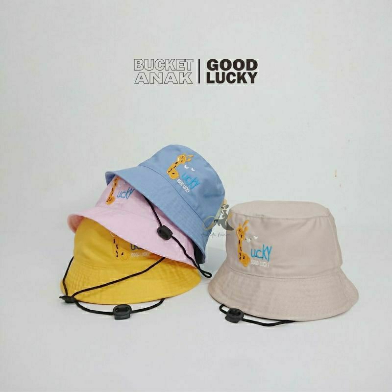 BUCKET HAT TALI ANAK BUCKET HAT GOOD LUCKY / BUCKET ANAK BORDIR LUCKY LAKI