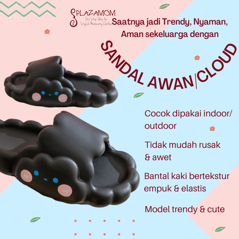 Sandal karet awan cloud EVA Phylon ANAK DEWASA kids kid Laki Perempuan pria wanita cowok cewek cowo cewe male female man woman girl boy Unisex Sendal Selop Slippers Slip Strap Empuk Ringan Anti slip Kualitas Premium Nyaman trendy kekinian viral hits cute