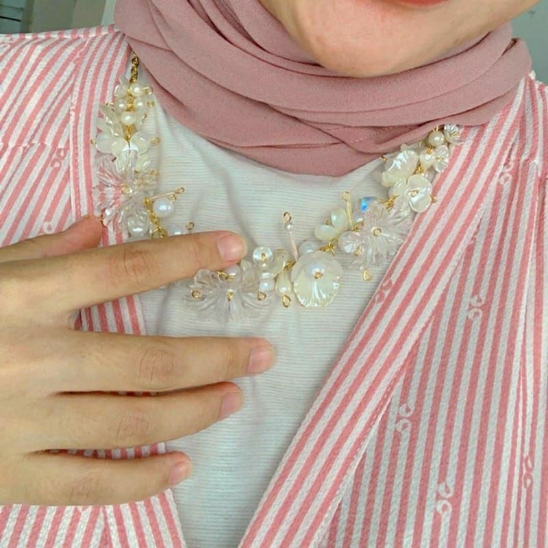 Kalung DAILY HIJAB/Crystal Beads Necklace/Kalung Mutiara