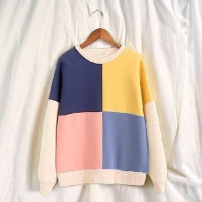 Sweater Overszie - Pastello Street Oblong Sweater - Crewneck Wanita