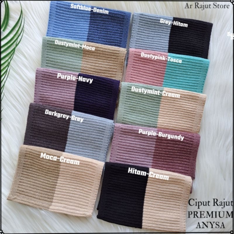 Inner Bandana Ciput Rajut Premium Anysa 2 Warna Salur Daleman Hijab Anti Melar