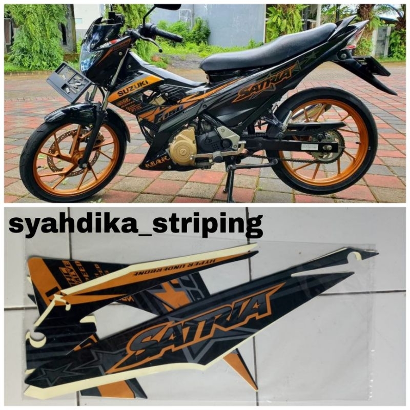 STIKER STRIPING LIS BODY SUZUKI SATRIA FU / F 150 FACELIFT FL THN 2014 HITAM GOLD